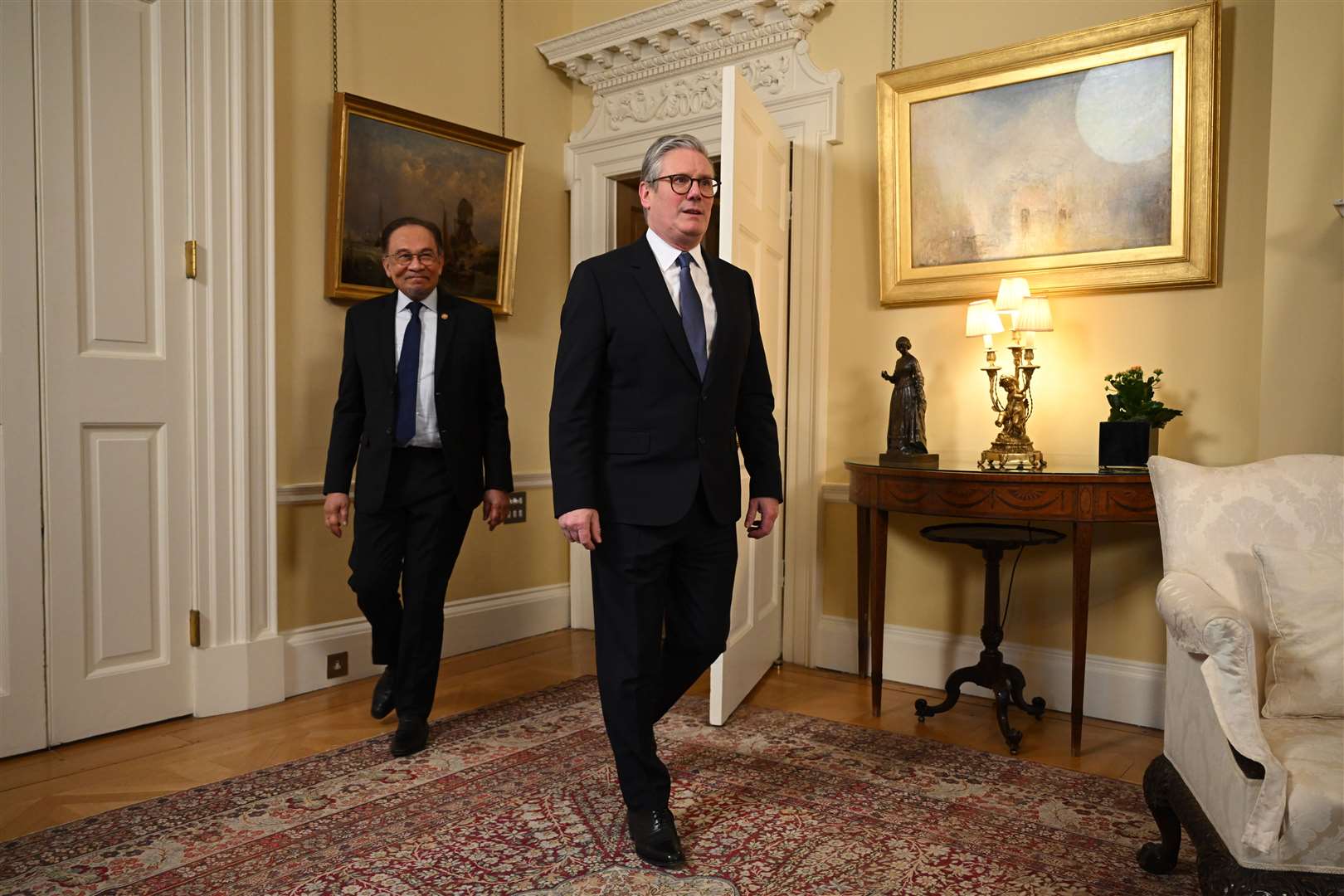 Prime Minister Sir Keir Starmer with Malaysian counterpart Anwar Ibrahim inside No 10 (Leon Neal/PA)