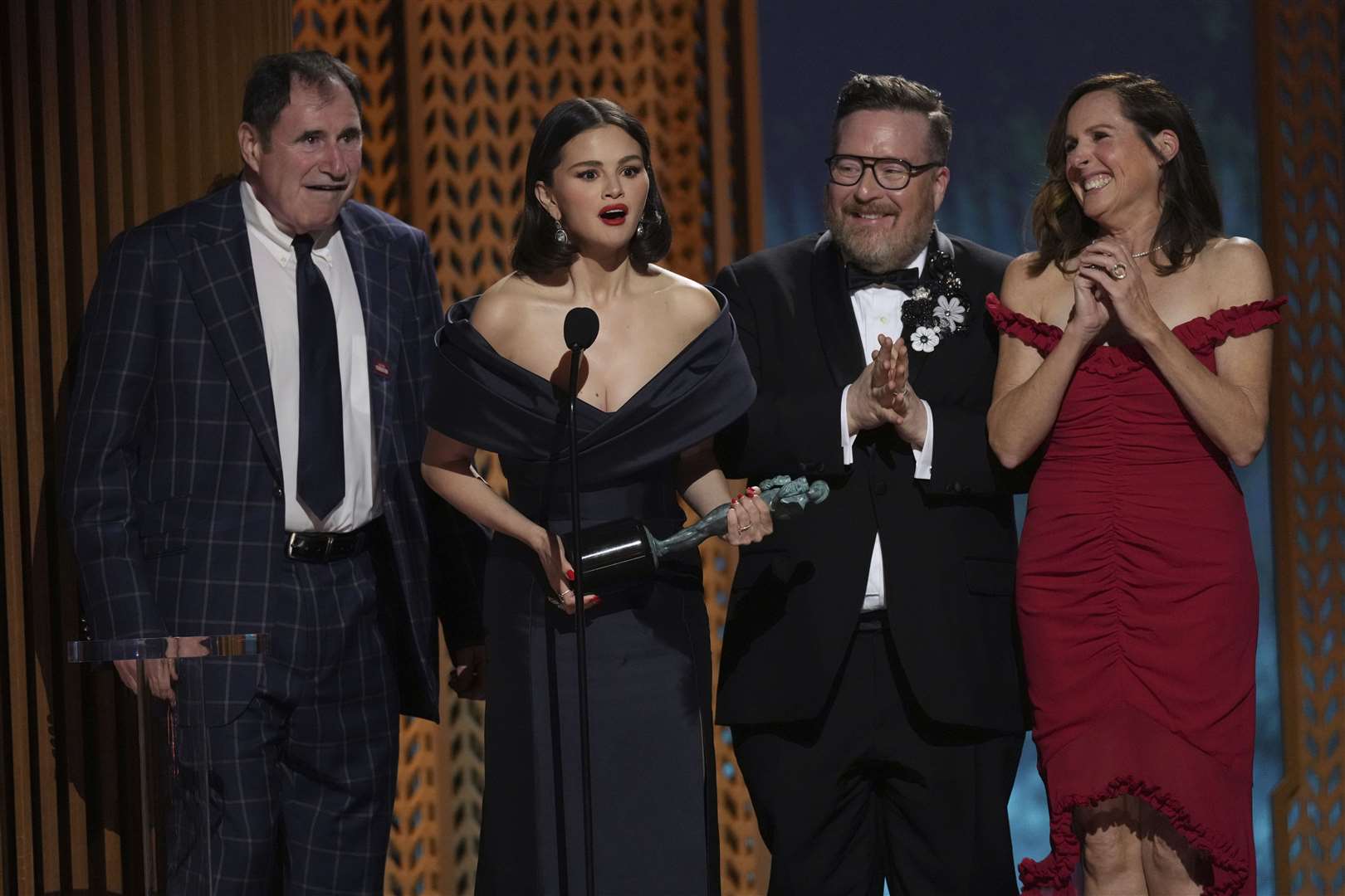 Richard Kind, Selena Gomez, Michael Cyril Creighton and Molly Shannon (Chris Pizzello/AP)