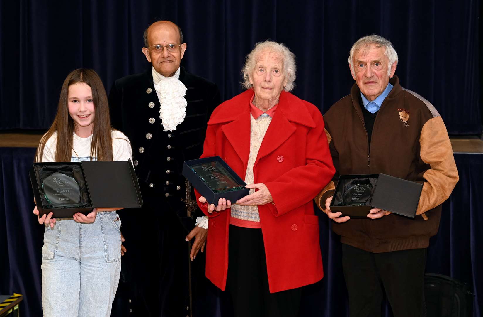 Pride in Fenland Awards night Special Awards left to right Alyssa Bass The High Sheriff Dr Khetani, Evelyn Hamps and David Rose