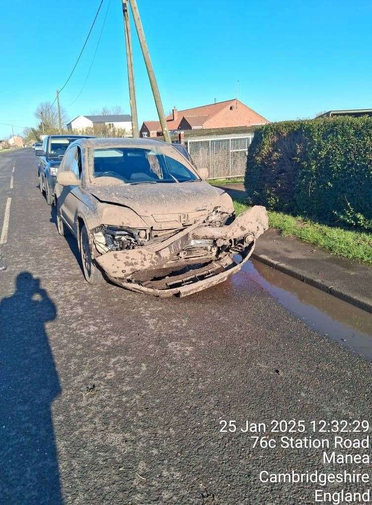 The hare coursers abandoned this vehicle in Manea after crashing it