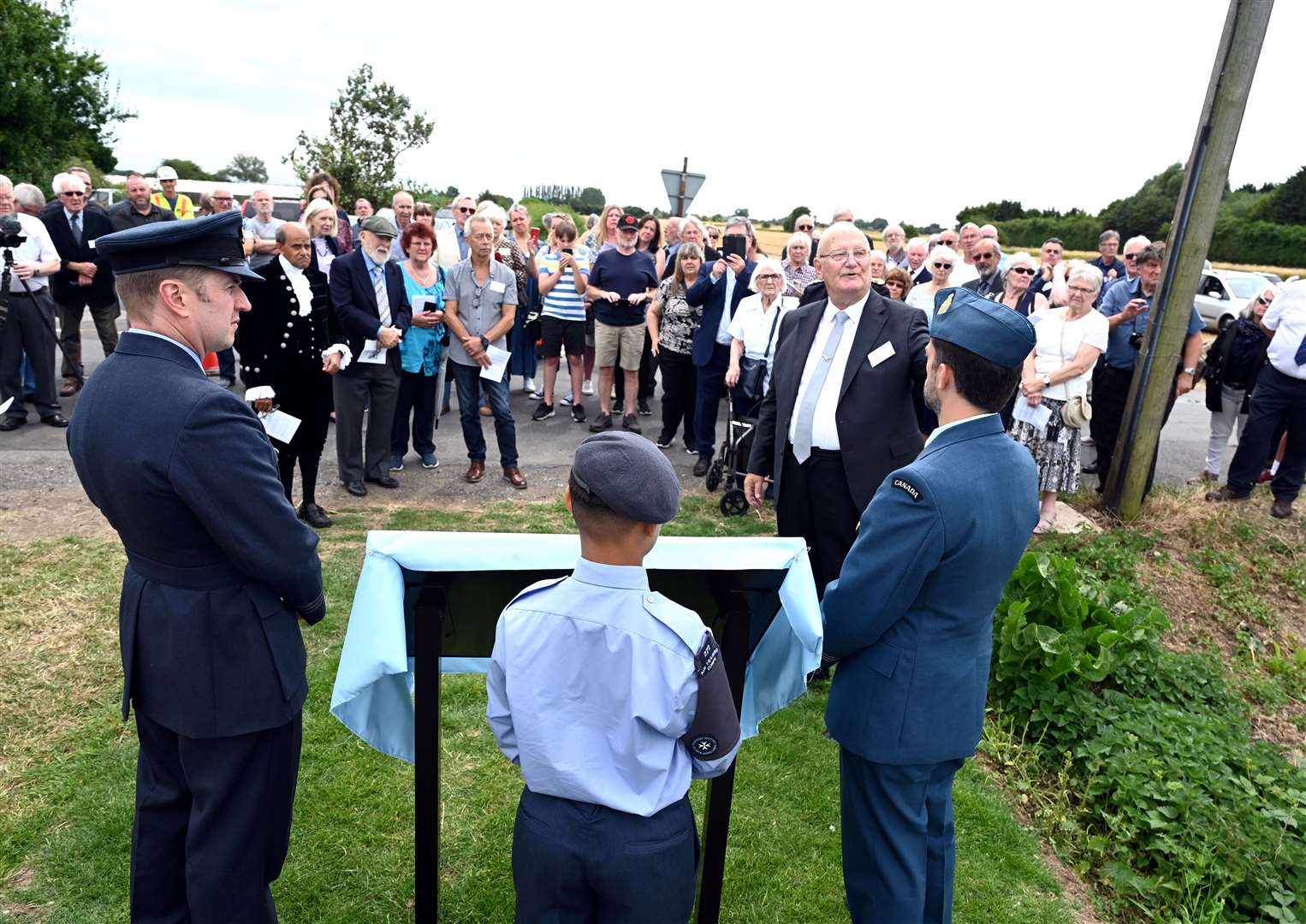 Unveling of plaque to those who died during World War 2 in a Lancaster at Sealeys Lane Parson Drove
