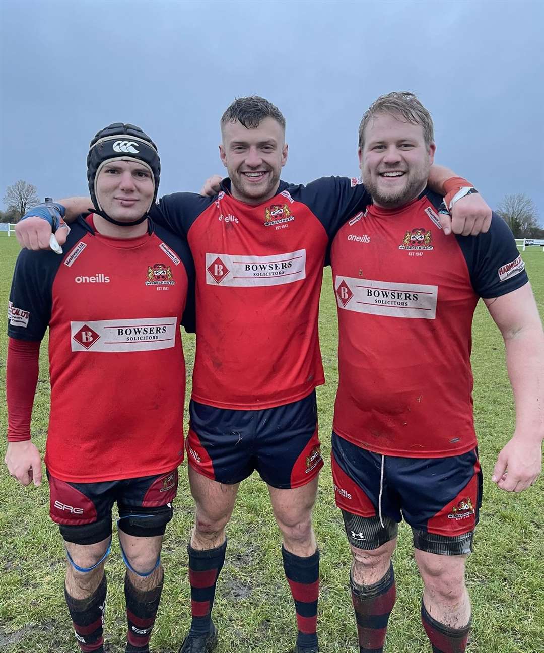 Wisbech try scorers, from left, Ari Baghdouyan, Hal Whyatt and MJ Wright