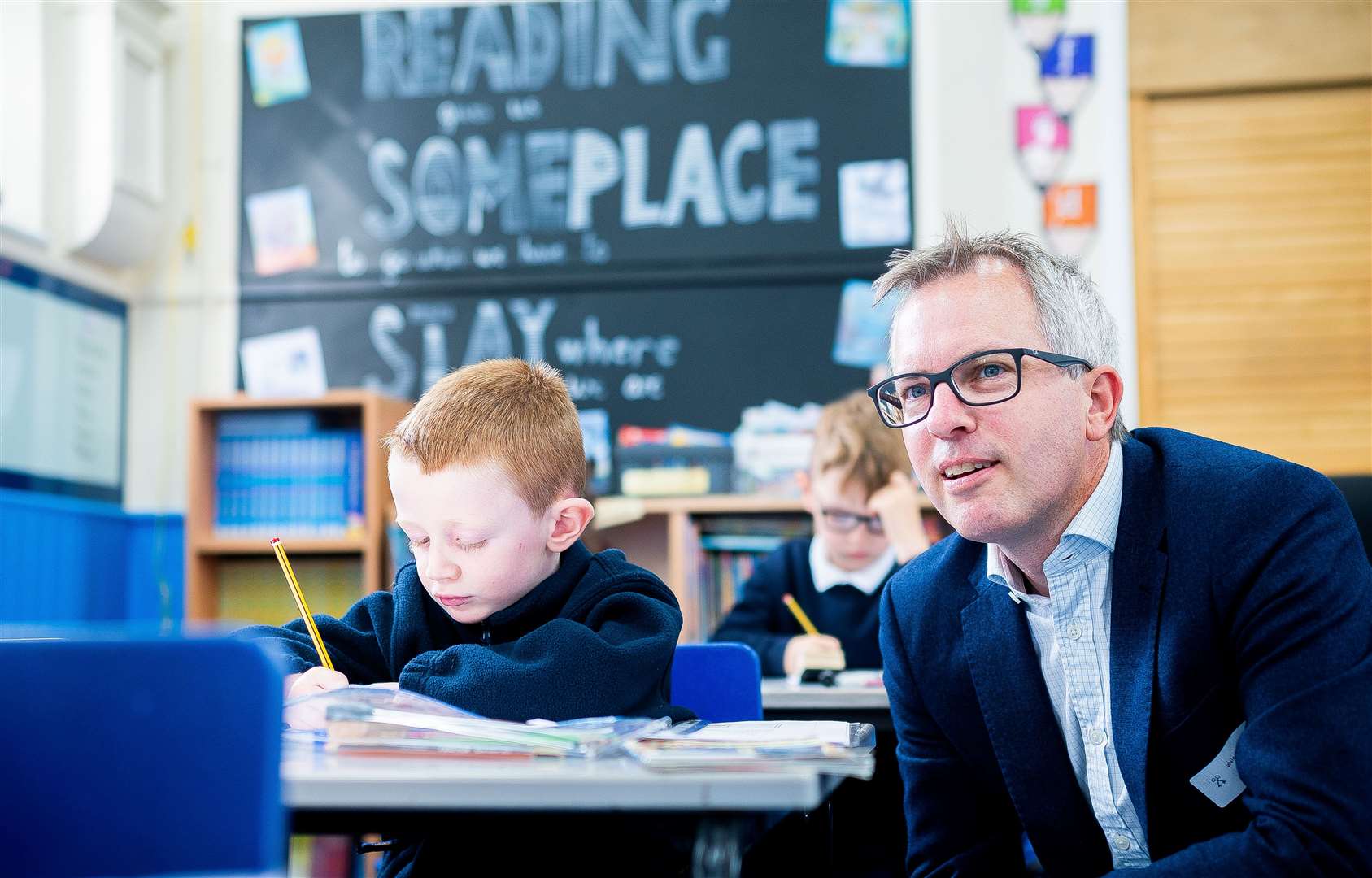 MP James Wild visited Walpole Cross Keys Primary School. Picture: Ian Burt/Barking Dog Media