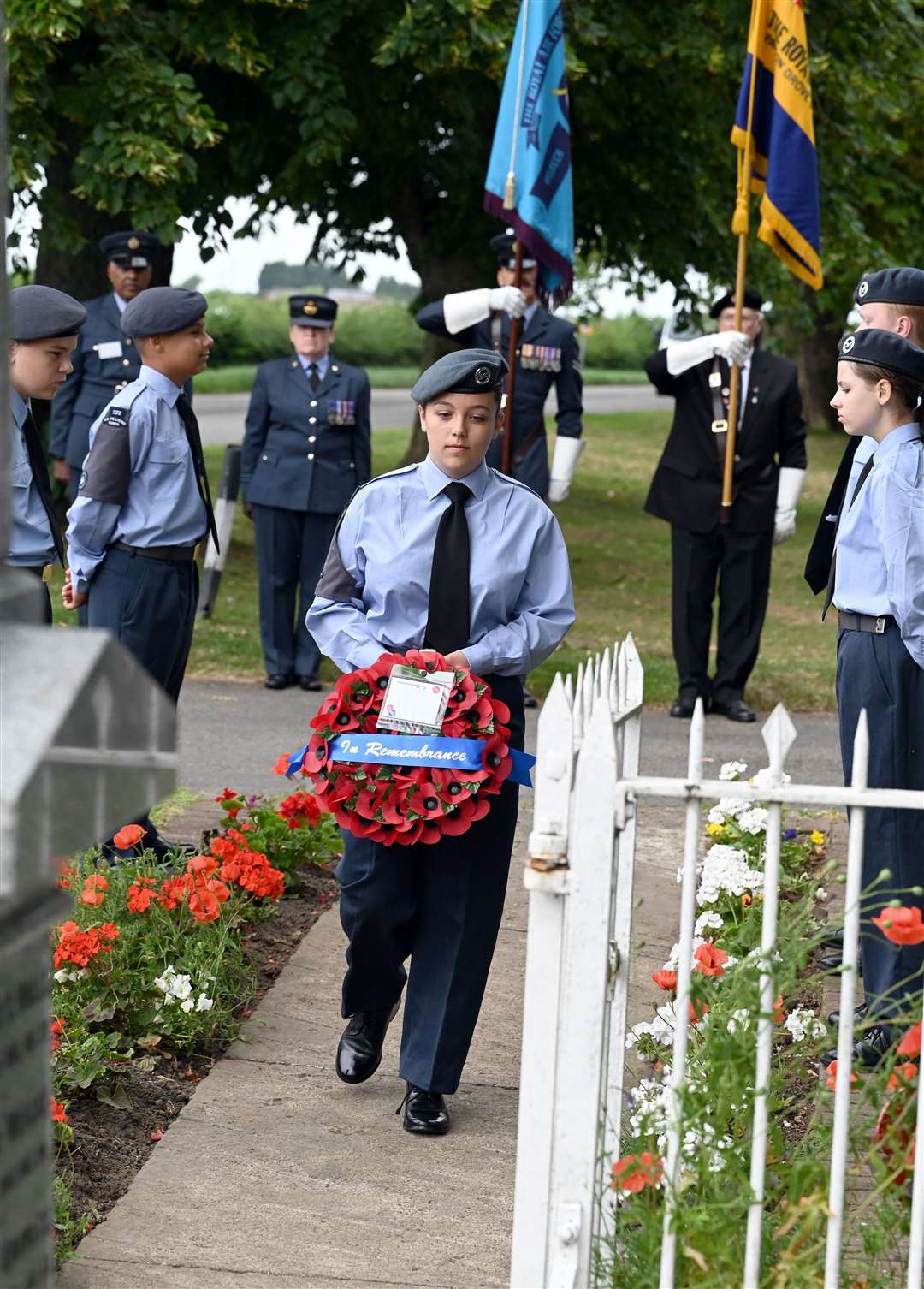 Unveling of a stone book at Parson Drove war memorial for those who died in a Lancseter plane at Sealeys Lane.