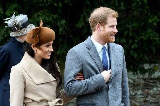 Prince Harry and Meghan Markle at Sandringham for the Christmas Day service in 2018
