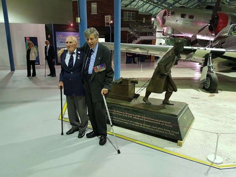 Henry pictured at the RAF musuem in front of a memorial commemorating the Long March - prisoners of war like Henry were forced to March by their captors as the Russians closed in at the end of the war. (42933796)