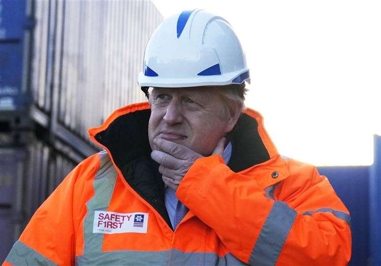 Prime Minister Boris Johnson on a visit to Tilbury Docks (Matt Dunham/PA)
