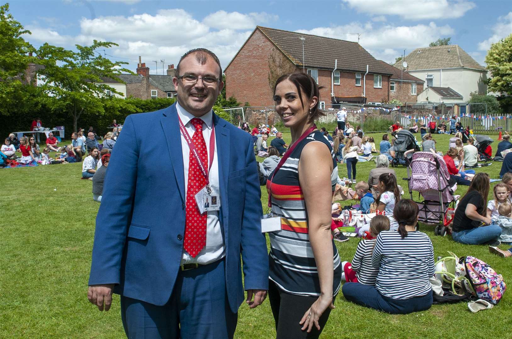 Elm Road Primary School Hosts The Queens Jubilee Platinum Pi-Nic Event.Pictured LtoR Head Teacher Chris Venables. Sam Darling (Organiser of the event). (56961858)