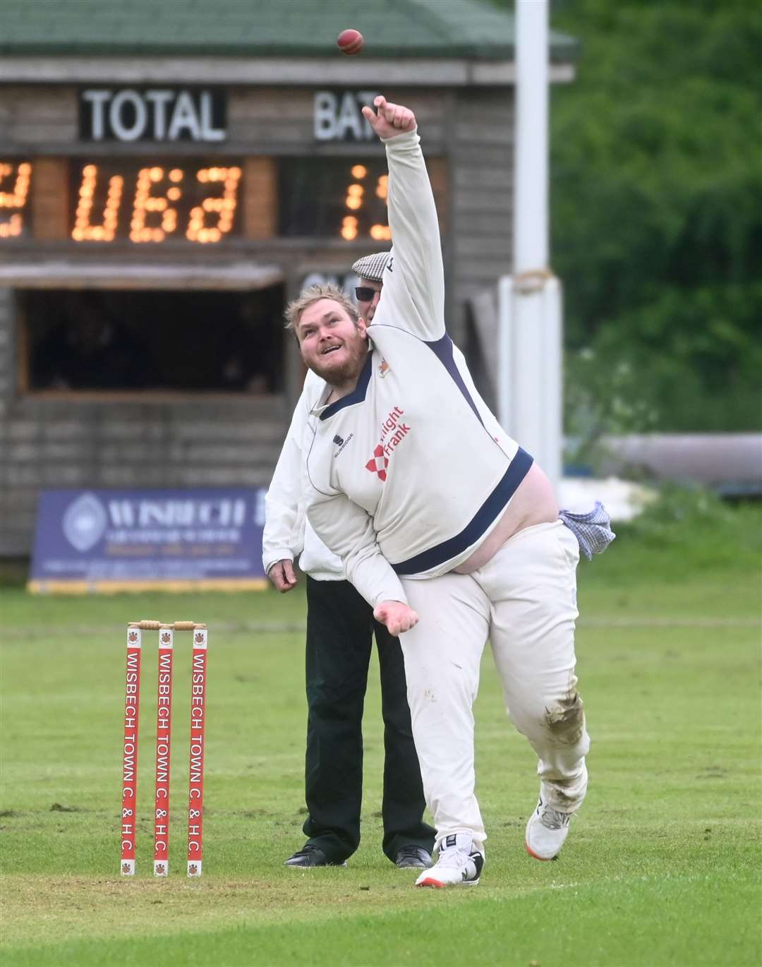 Wisbech 2nd v Royston 1st – Tom Buck bowling