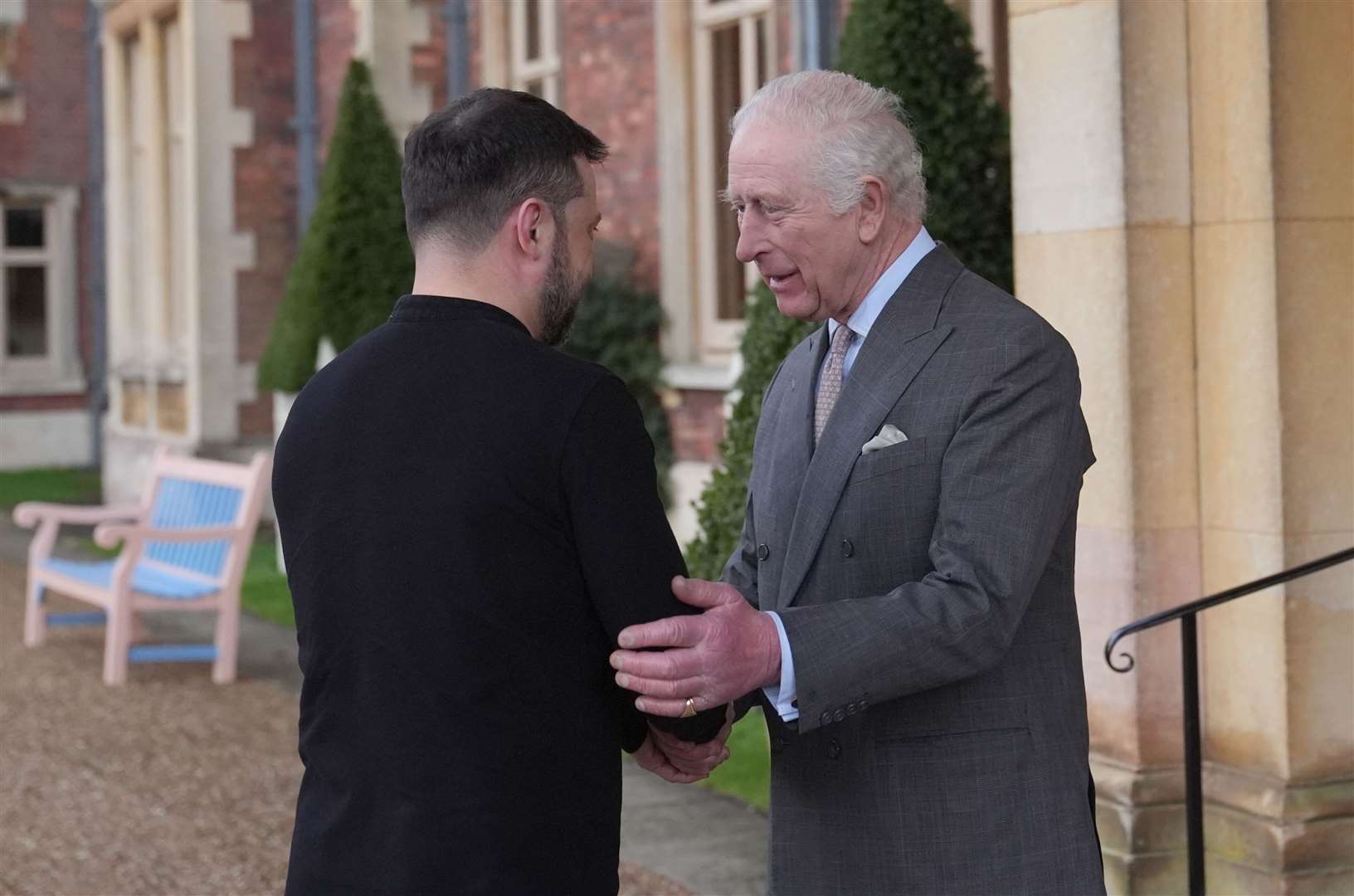 The King meeting Ukrainian President Volodymyr Zelensky at the Sandringham Estate (Joe Giddens/PA)