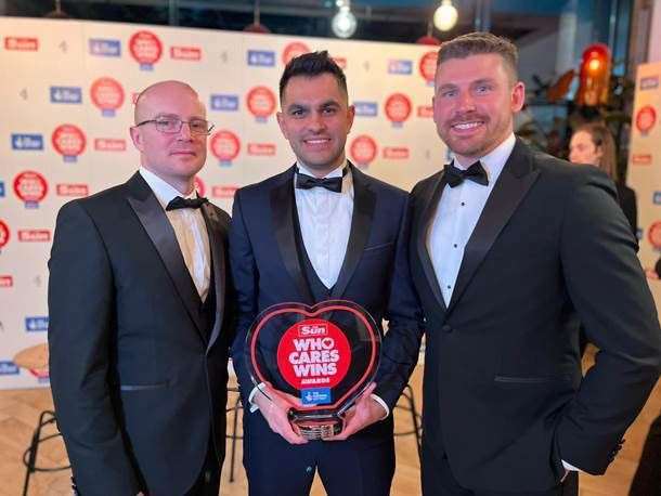 Magpas Air Ambulance Dr James Price (left) and Critical Care Paramedics Steve Chambers (middle) and Thomas Giddings (right) at the Who Cares Winds awards (60964568)
