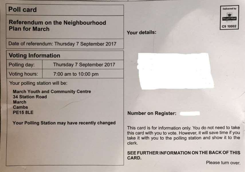 Polling cards have gone out for a referendum on March Neighbourhood Plan sparking confusion among voters.