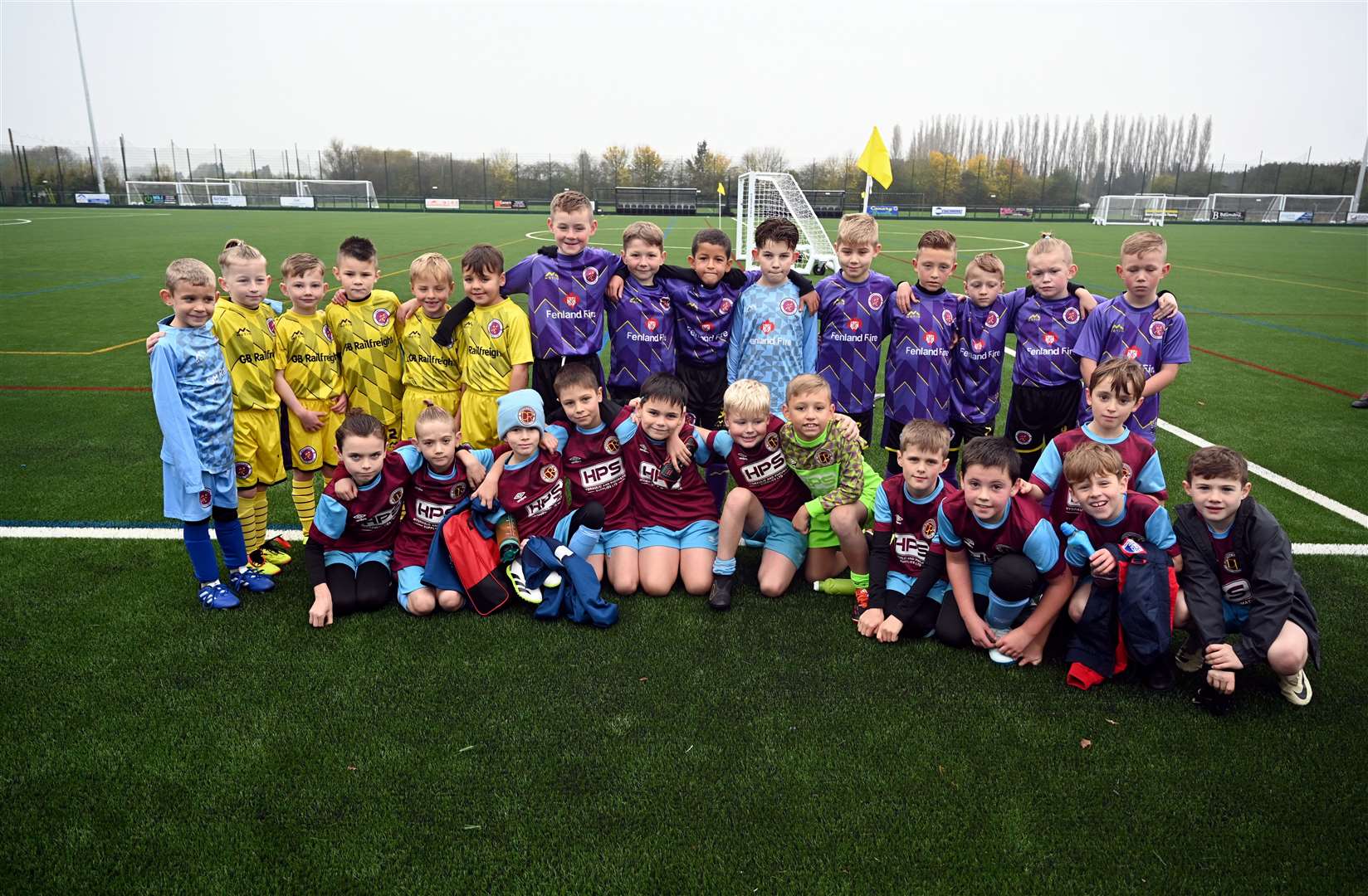 Official opening of Wisbech St Mary's 3G pitch by Katie Critchley of Cambs FA - pictured are the youngsters whose teams were the first to play on the pitch