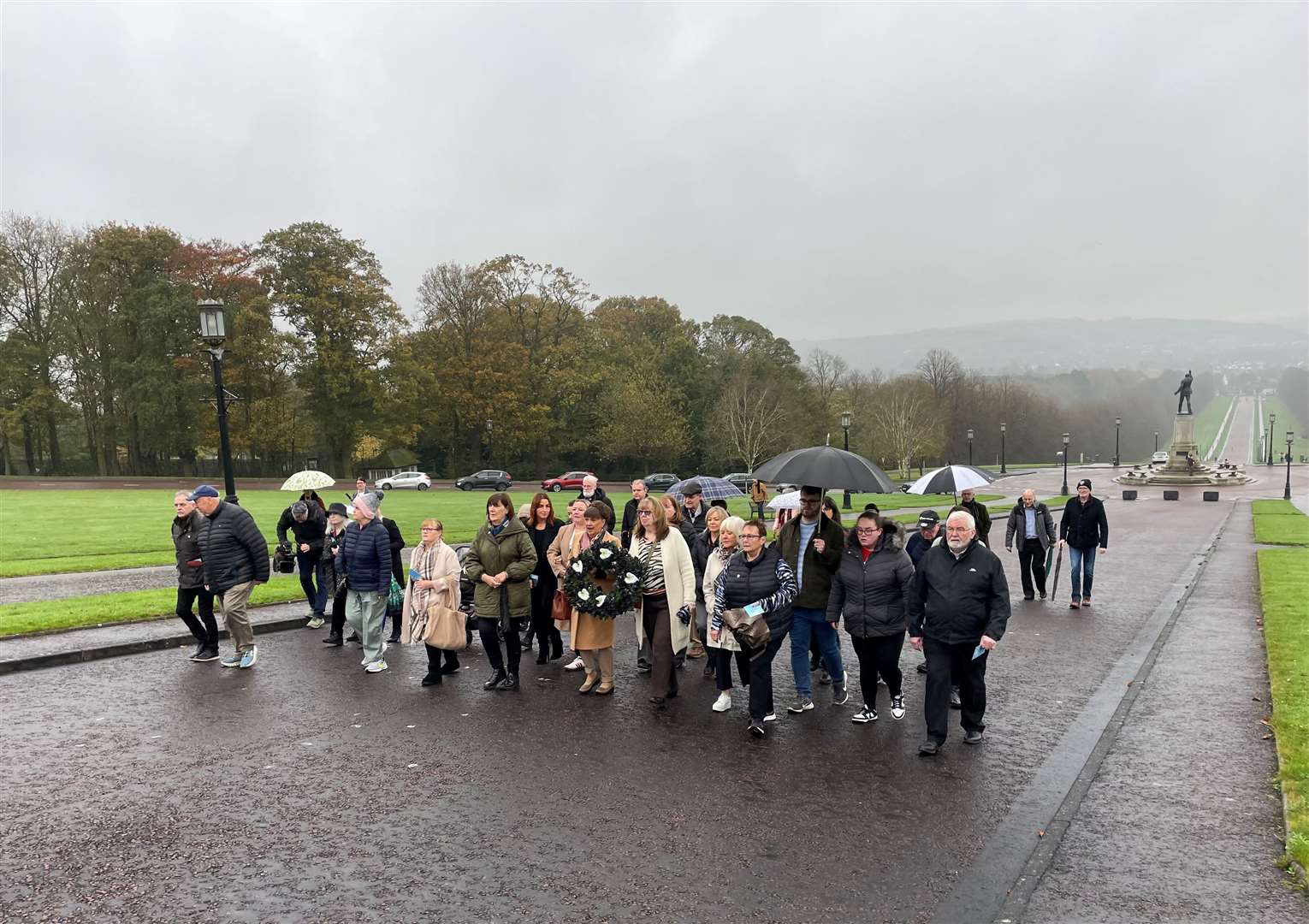 Families of the Disappeared victims of the Northern Ireland Troubles take part in their annual All Souls Day silent walk at Stormont (David Young/PA)