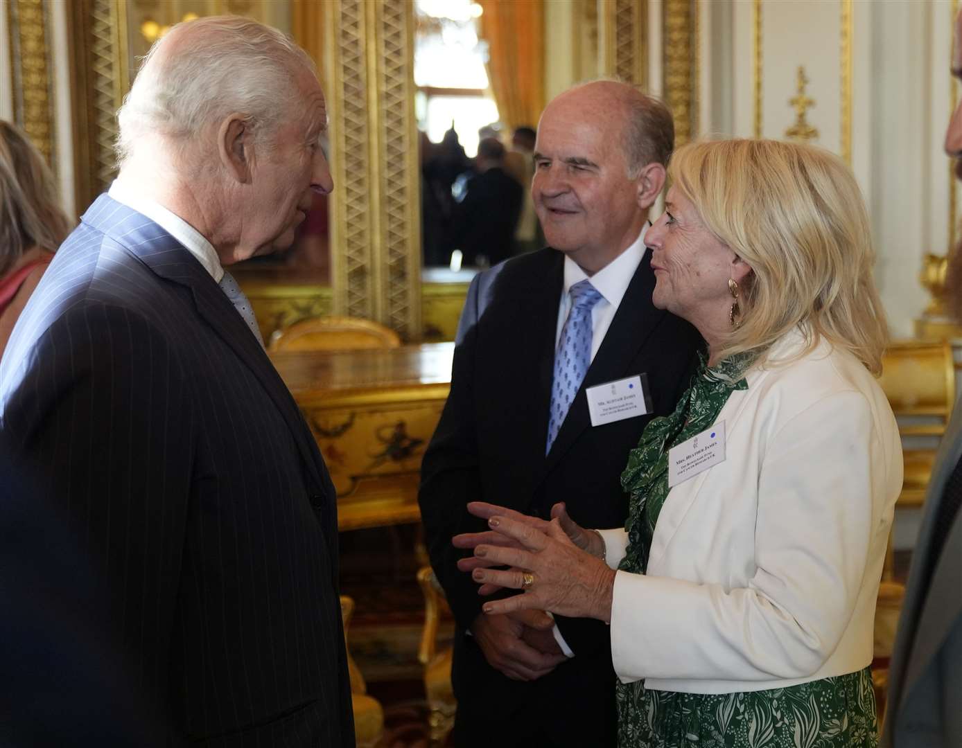 Alistair and Heather James met the King at a reception at Buckingham Palace on Wednesday (Andrew Matthews/PA)