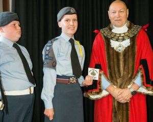 Cllr Christy with cadets from March