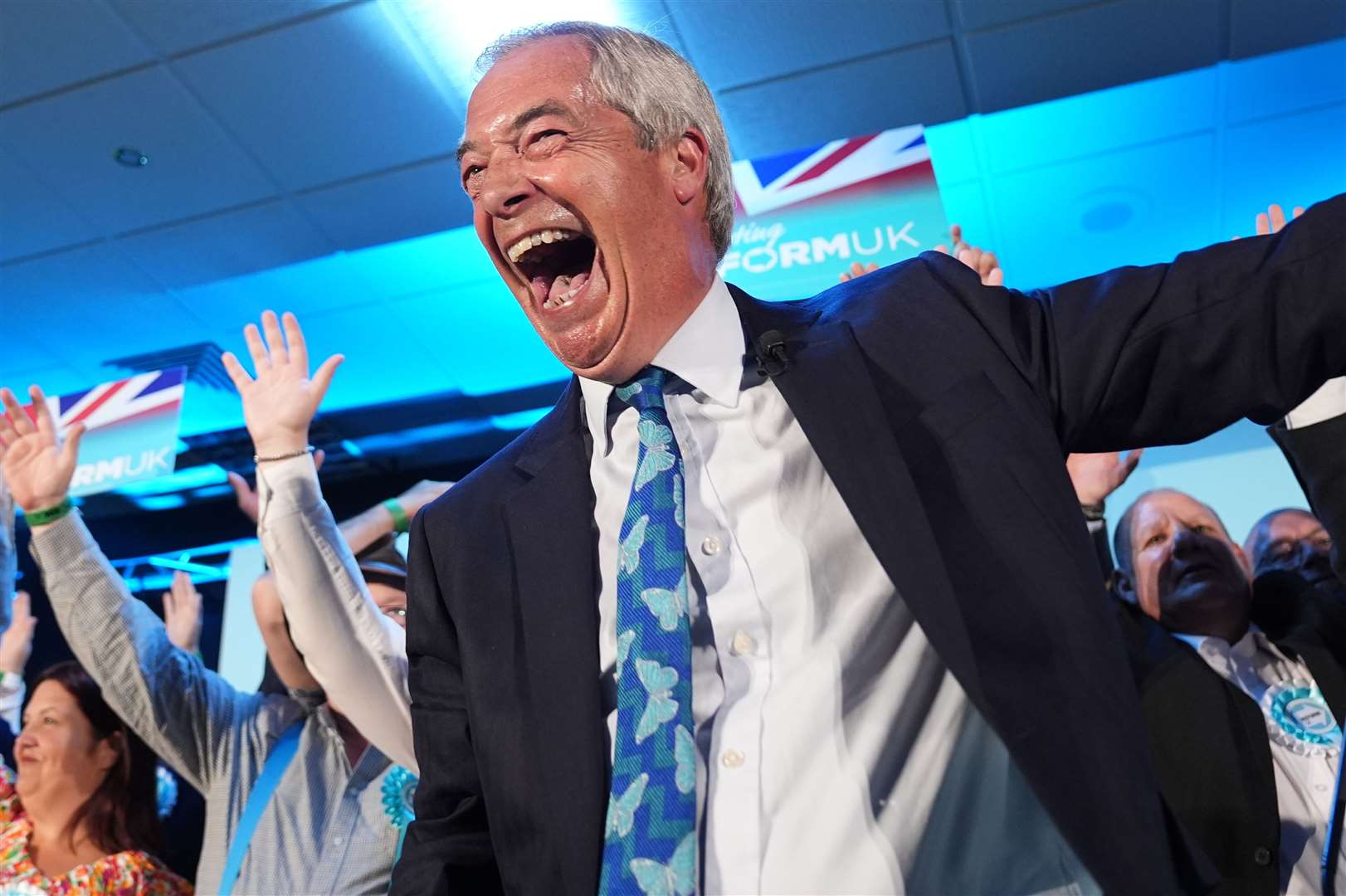 The poll suggests Nigel Farage’s Reform UK could win 12 seats at Holyrood (Jacob King/PA)