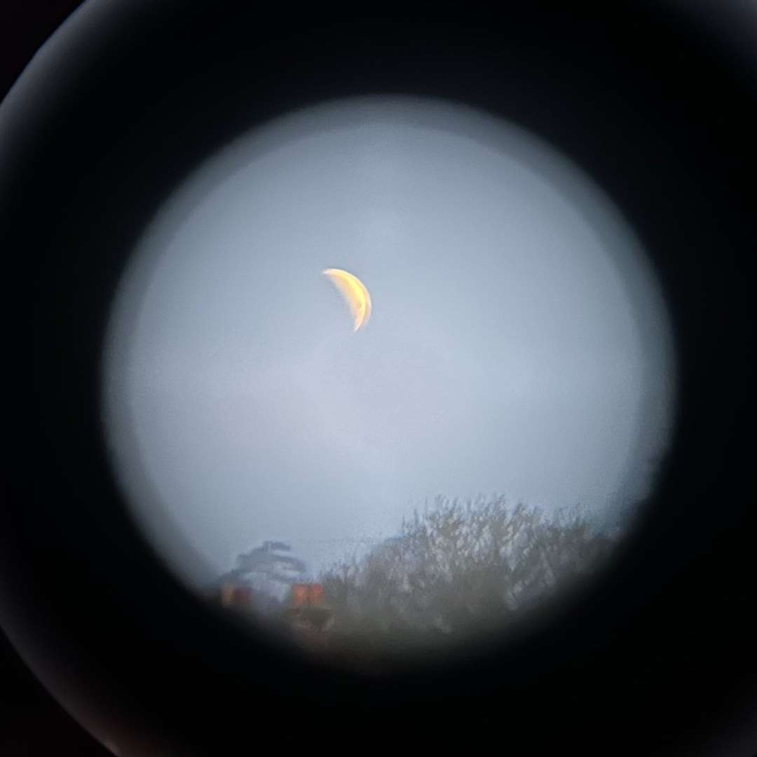A picture of the blood moon taken through binoculars on the Isle of Wight (Ashley Cooper/PA)