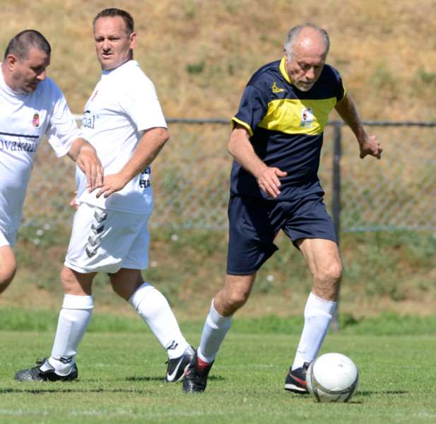 Walking football - action on the pitch.