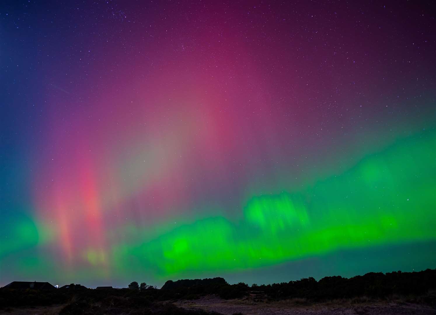 Photographer John Trueman says: "I was out tonight at Findhorn in Moray, Scotland. The sky went from a dull glow in the distance to an explosion of colours and patterns weaving across the night sky one of the best I have seen since 2016." (62664079)
