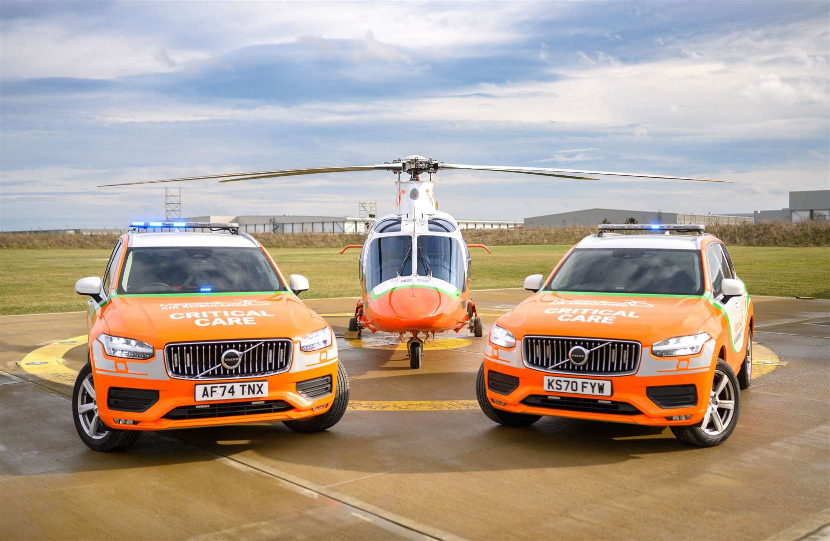 The Magpas Air Ambulance helicopter and rapid response vehicles
