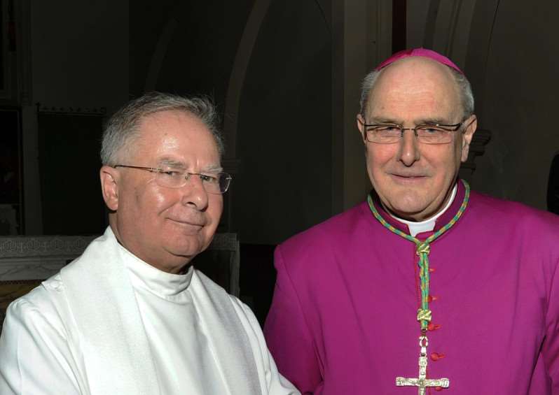 New Catholic Priest at Wisbech, induction, LtoR, Fr James Fyfe with The Bishop of East Anglia The Rt. Rev. Alan Hopes, ANL-150217-074646009