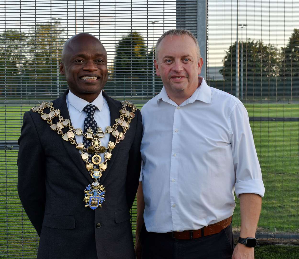 Greencore's Paul Biggs with Wisbech mayor Sidney Imafidon.