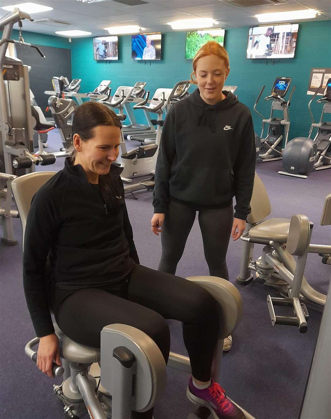Personal trainer Violet Thrall puts reporter Kate Chapman through her paces