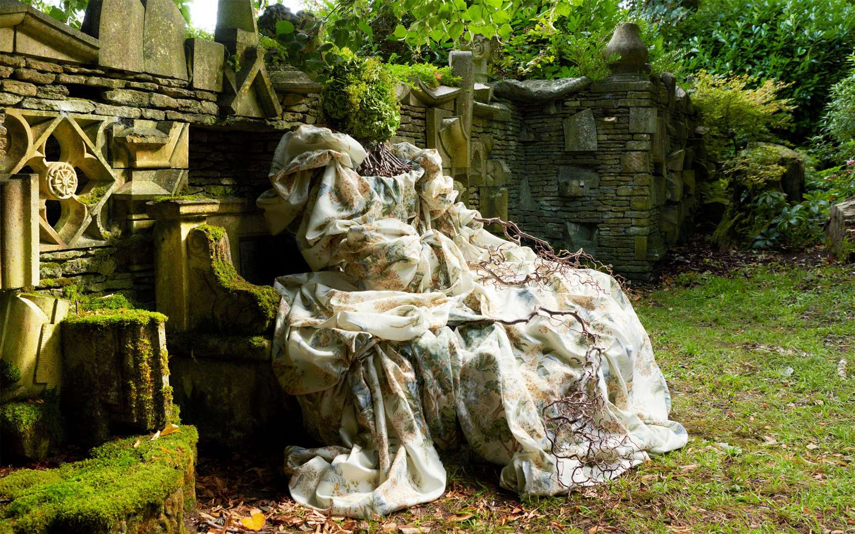 Fabric displayed in The Stumpery (Highgrove by Sanderson/Sanderson Group/PA)
