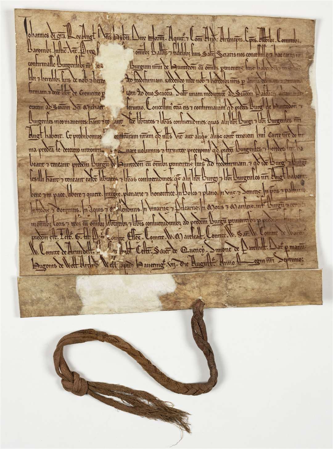 Image shows copy of the Huntingdon borough charter of 1205. (58585745)