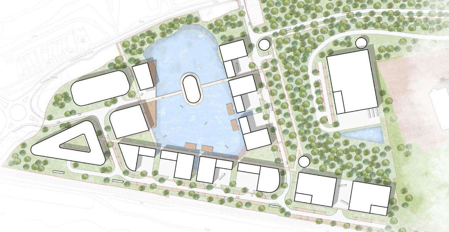 Whittlesey Science Park laboratory layout around the lake. Picture: Bond