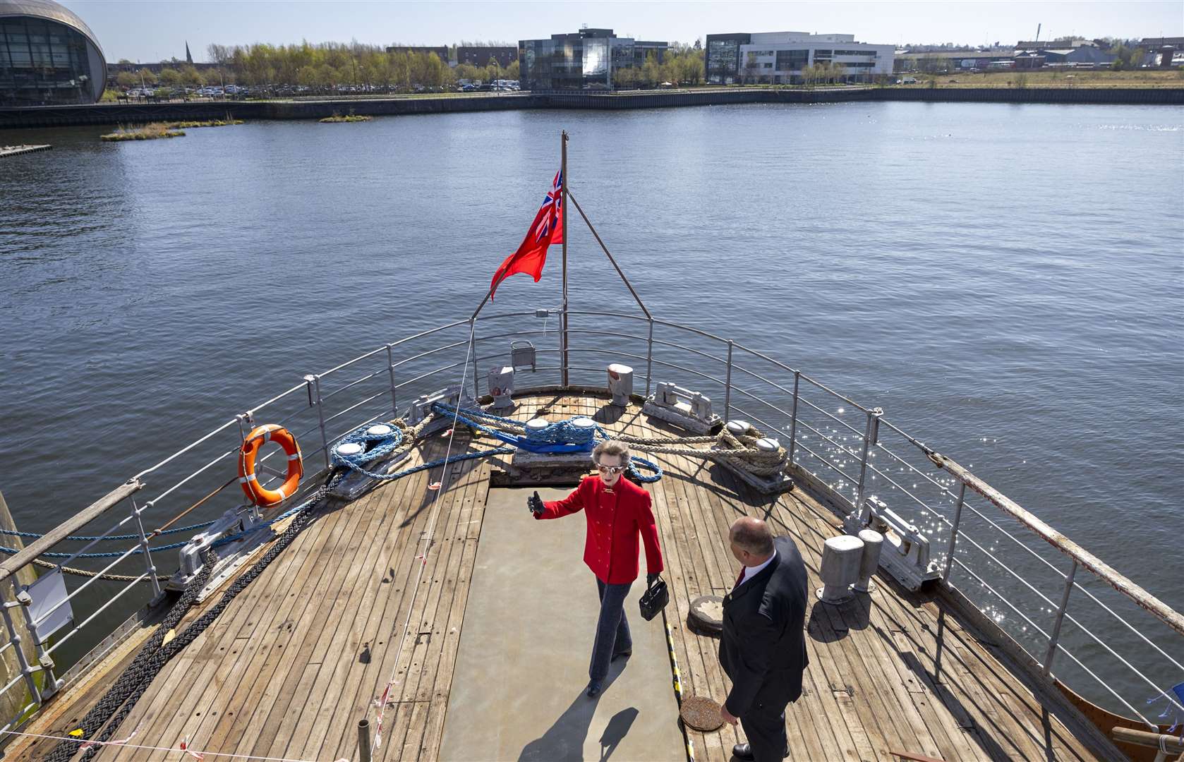 The Princess Royal was making her fourth visit to the vessel (Martin Shields/PA)