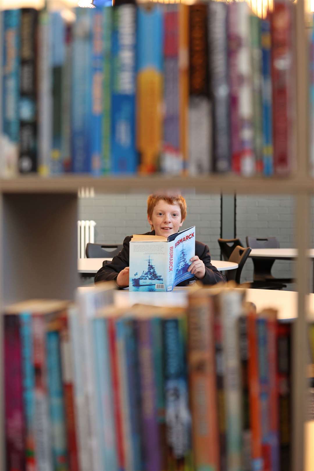 A student in the new library