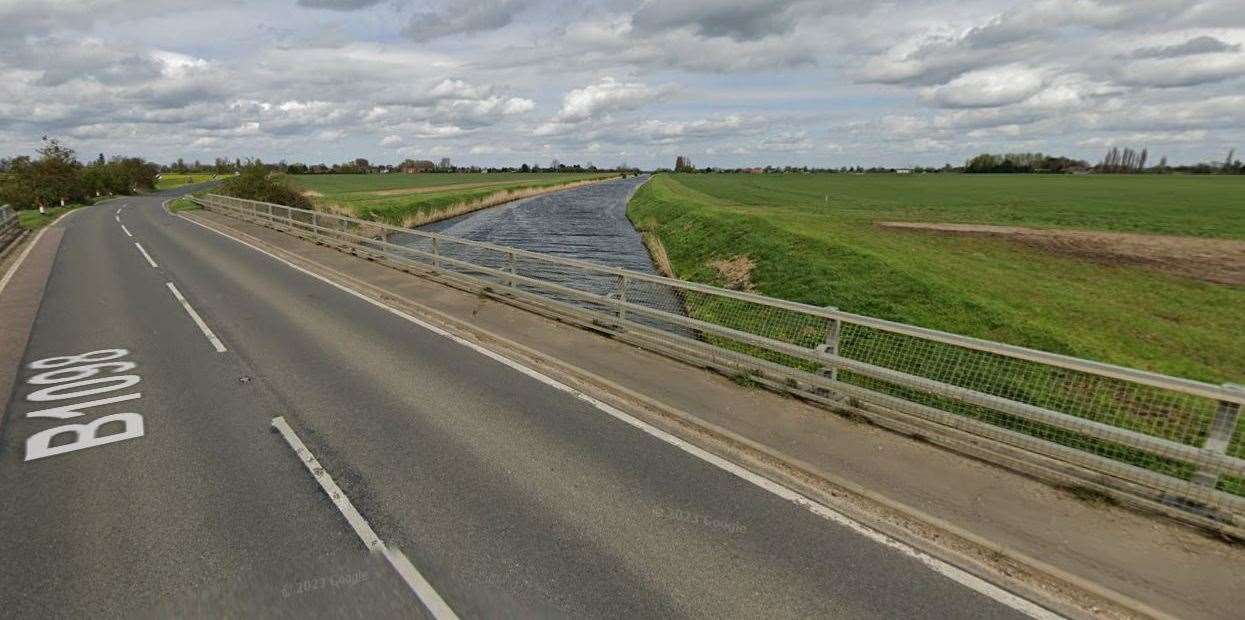 The work is taking place between Upwell's Cottons Corner Bridge (pictured) and St Germans Pumping Station - but uncertainty now surrounds the scheme. Picture: Google Maps