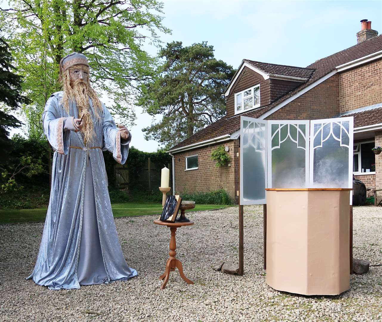 Professor Dumbledore scarecrow (Richard Hawkins/Urchfont Scarecrow Festival Charity/PA)