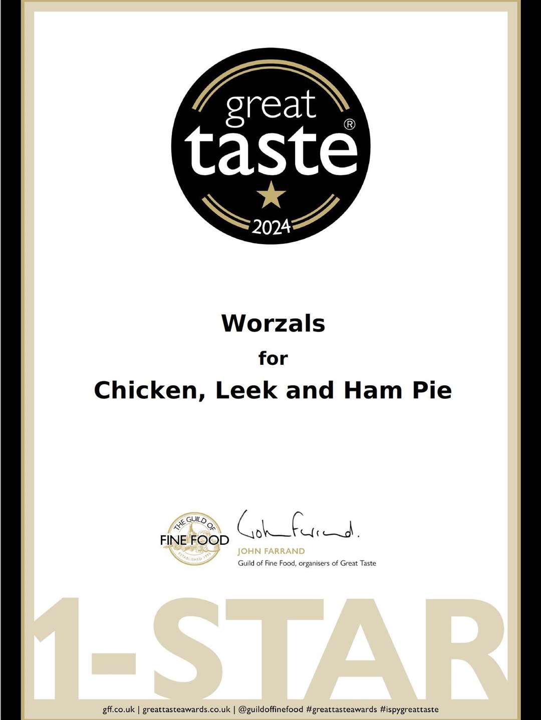 Worzals Farm Shop in Wisbech has received a Great Taste Award for two of their popular homemade pies in the world’s most coveted Food and Drinks Awards