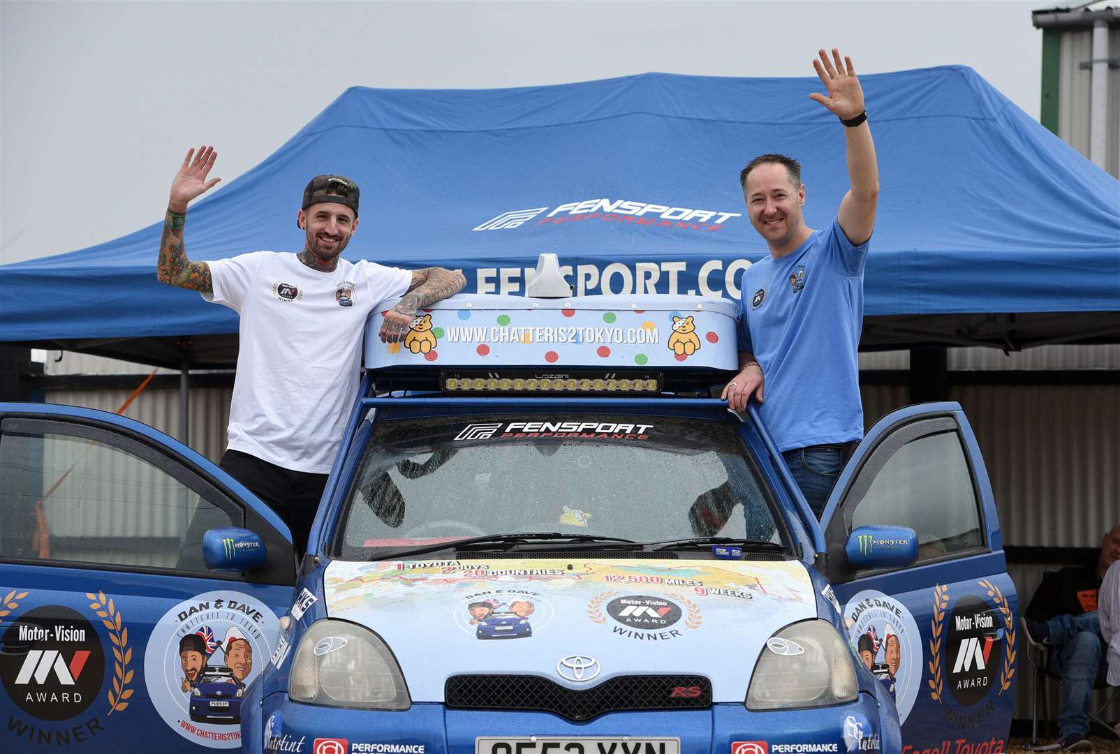 Dan and Dave leaving Chatteris to travel to Tokyo in a 2002 Toyota for Children in Need..left to right Dan Handley and Dave Brooks. (3555596)