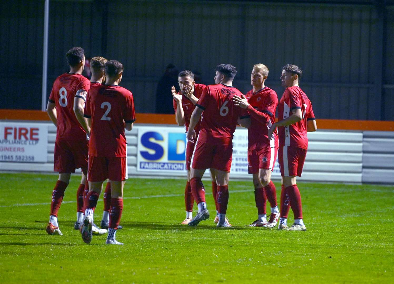 Wisbech v West Wratting in the Cambs Invitation Cup. Goal celebration following Michael Frew's opening goal for Wisbech