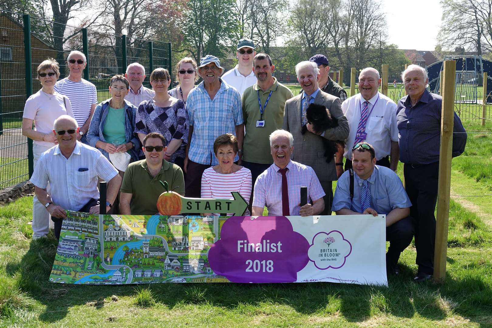 Penny Stocks, front centre, with fellow volunteers and Fenland District Council representatives in 2018.