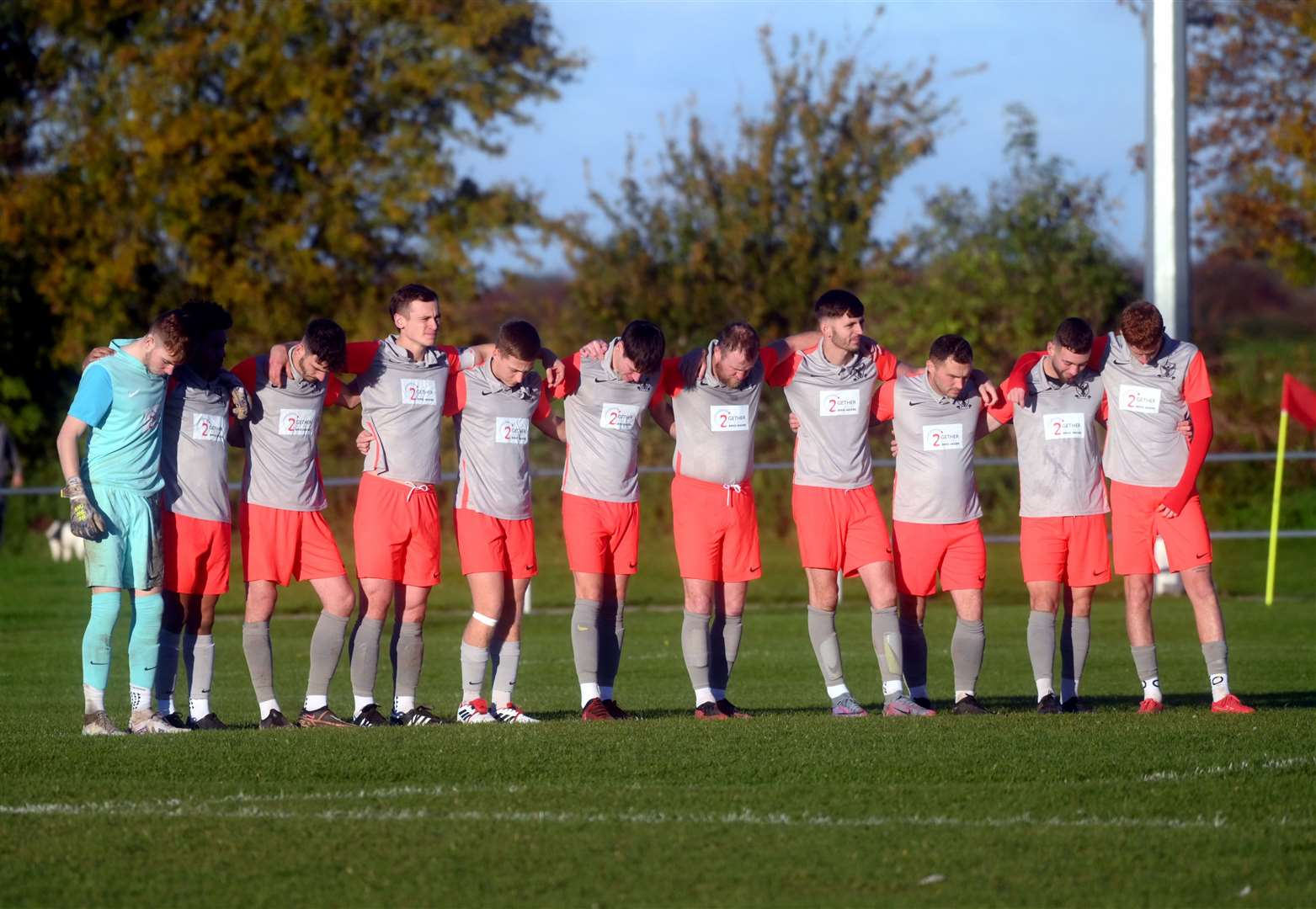 Parson Drove v Cornard United. A two-minute silence before the game