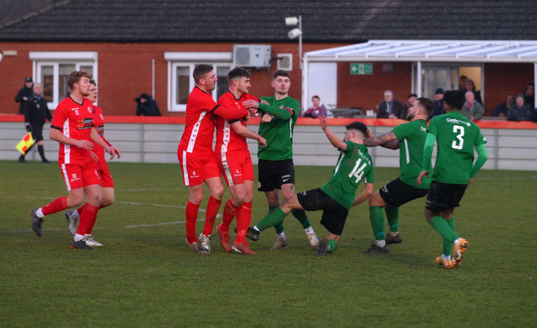 Lewis Daff goes down after a show from Kegan Everington