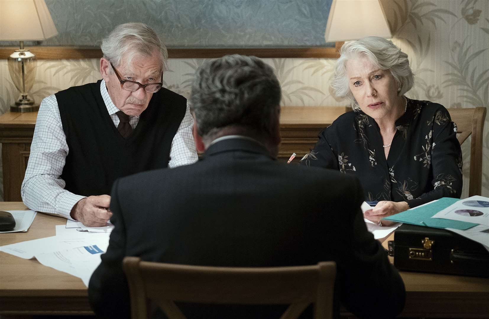 Undated film still handout from The Good Liar. Pictured: Sir Ian McKellen as Roy Courtnay, Jim Carter as Vincent and Dame Helen Mirren as Betty McLeish. PA Feature SHOWBIZ Film Reviews. Picture credit should read: PA Photo/Warner Bros. Entertainment Inc./Chiabella James. All Rights Reserved. WARNING: This picture must only be used to accompany PA Feature SHOWBIZ Film Reviews. (20887779)