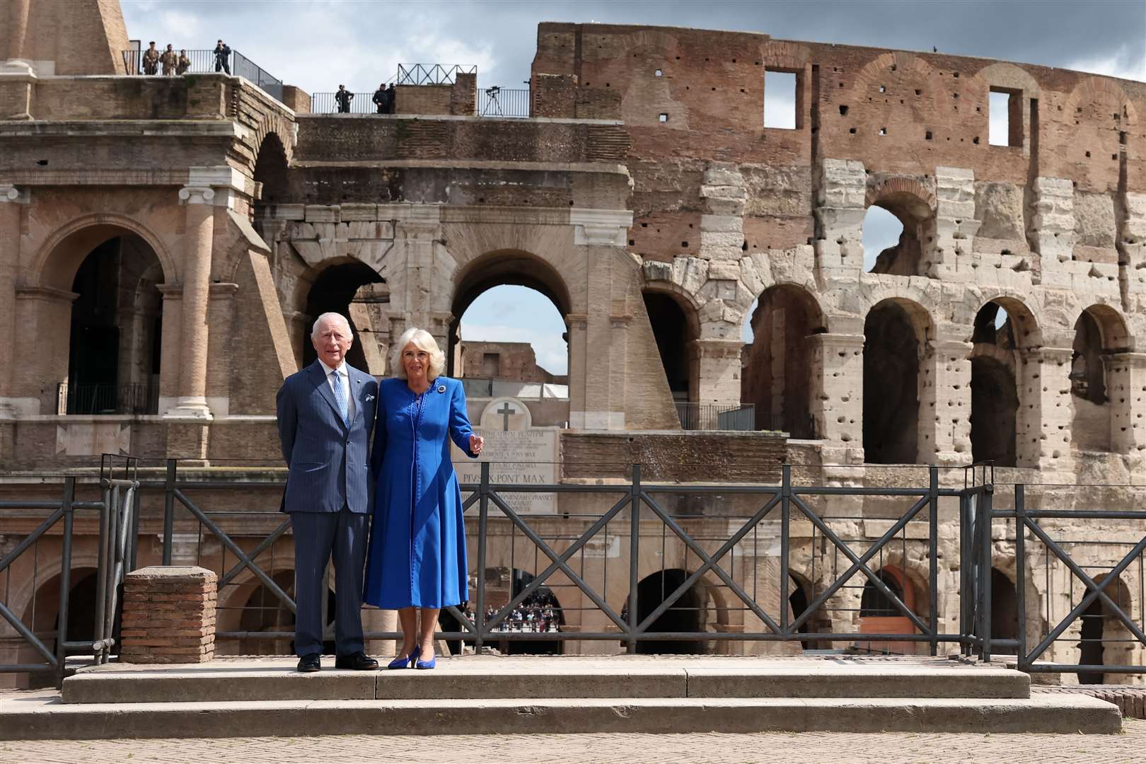 The royal couple visited the Colosseum in Rome, on the second day of their state visit (Phil Noble/PA)