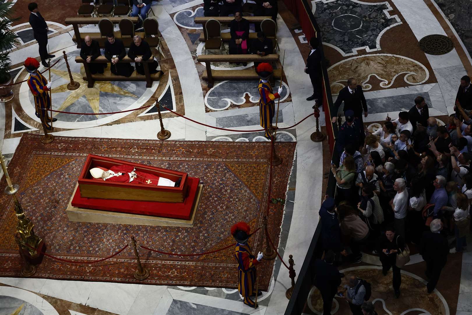 People queue to pay their respects to the late Pope Francis at St Peter’s Basilica (Cecilia Fabiano/LaPresse via AP)
