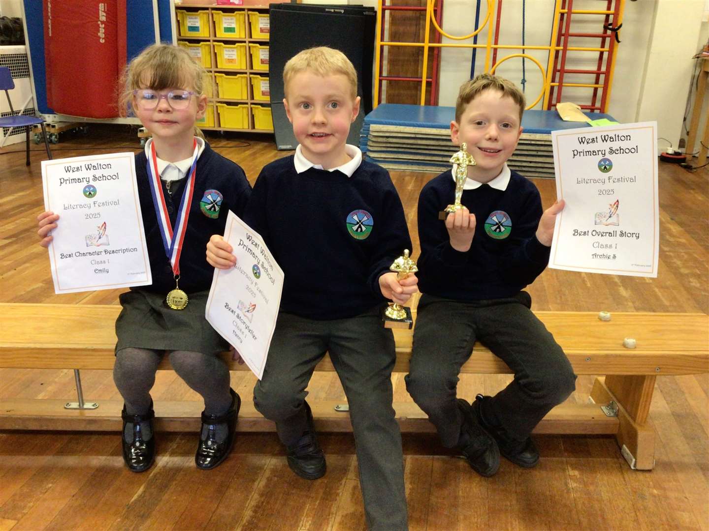Year 1 winners: Emily, Henry, and Archie