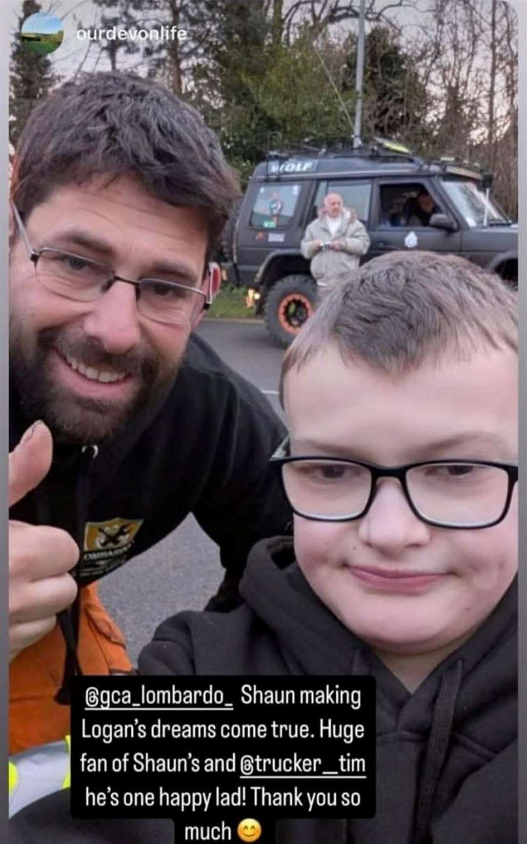 Logan meets his trucking idol Shaun Lombardo. PHOTO: SUBMITTED