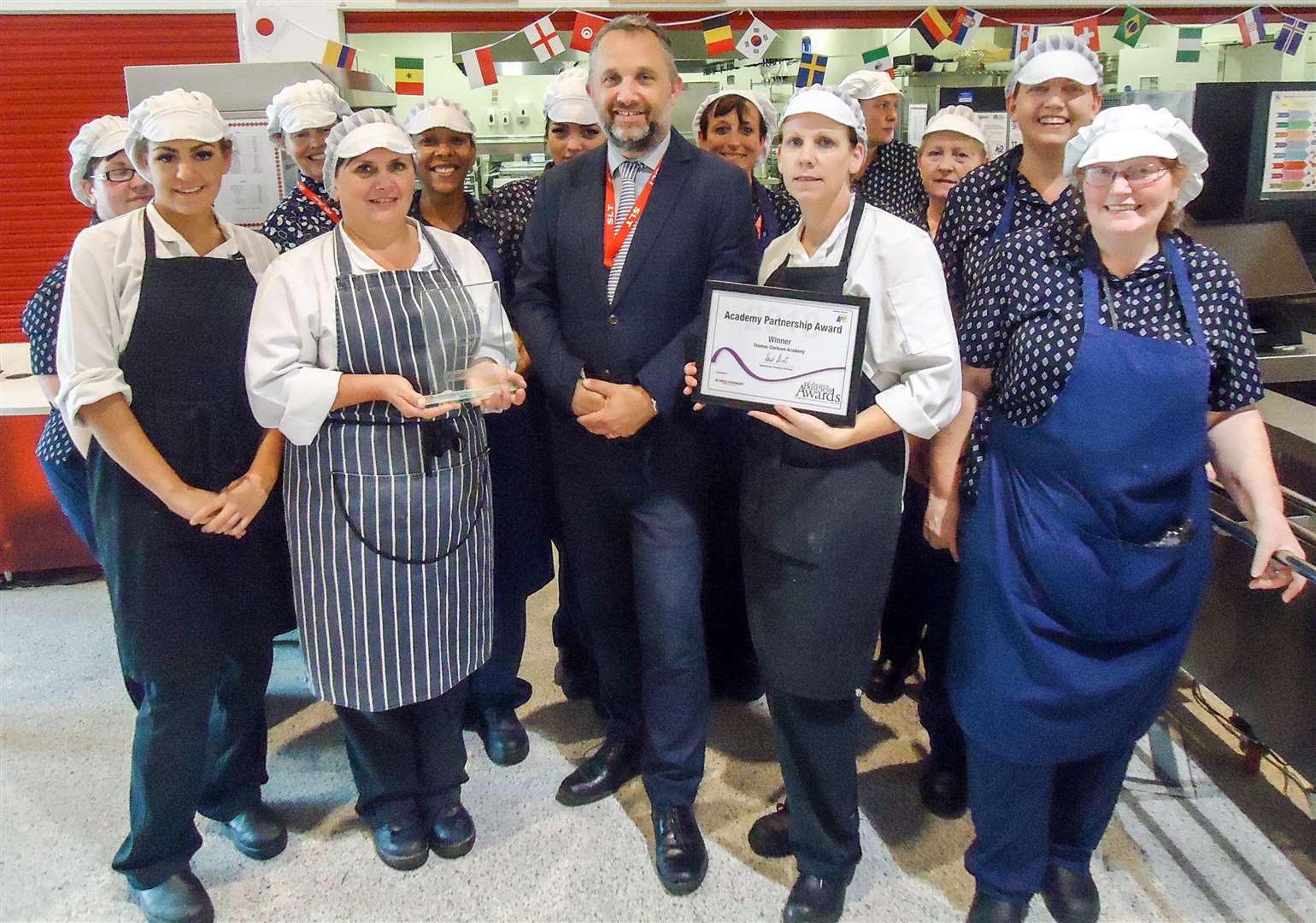Principal Richard Scott with the Thomas Clarkson Academy's catering team. (3011390)