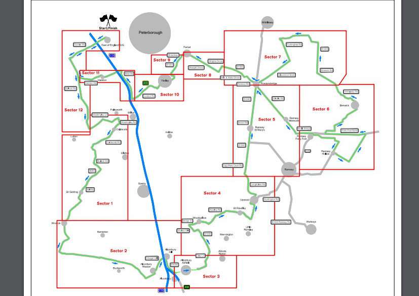 This year's Tour of Cambridgeshire route