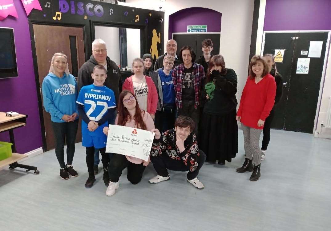 YPM volunteers and members received a cheque from Caldwell Lodge members, Lee Mitchell and John Best