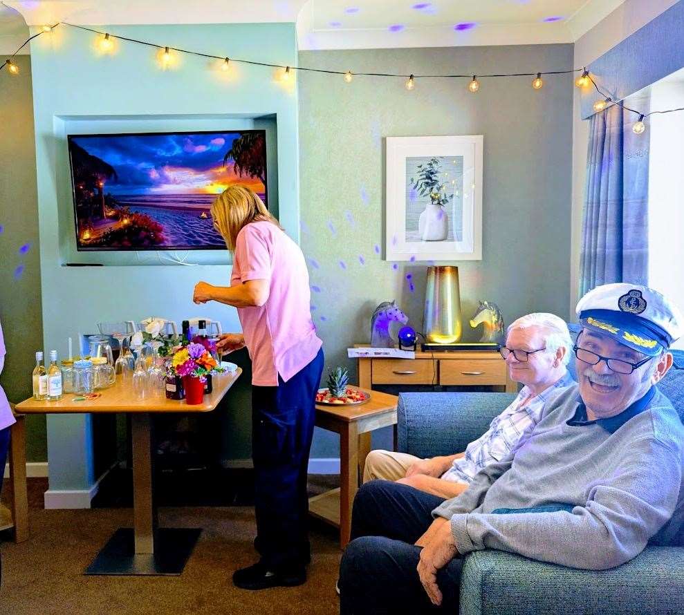 Residents enjoying mocktails at Rose Lodge Care Home in Wisbech